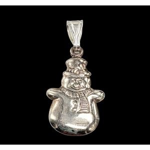 Vintage Winter Wonderland Frosty Snowman 925 Sterling Silver Pendant